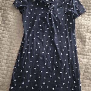 Tommy Hilfiger Navy Polka Dot Midi Dress